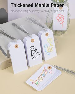 Large 4.7"x2.36" Blank <strong>Manila</strong> Shipping <strong>Tags</strong> Reinforced Eyelet &amp; Wire - Writable for Inventory, Price Marking - Product Image 2