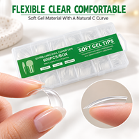 En gros, 600 faux ongles en gel ABS à couverture complète, formes carrée et amande, pré-conçus, 10 mm, à presser, avec colle, logo personnalisé, pour salon, en vrac