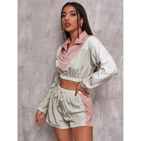 Vente en gros de shorts de sport personnalisés à demi-fermeture éclair pour femmes survêtement cargo en nylon de haute qualité ensembles coupe-vent hauts actifs