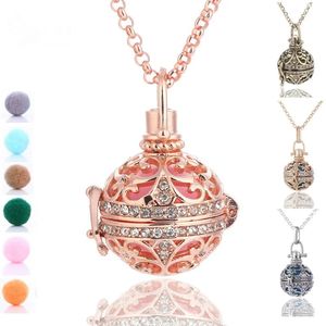 Bunga antik diukir lonceng angin kalung harmoni liontin bola, malaikat panggil kehamilan kalung minyak penyebar aroma untuk wanita - Product Image 2