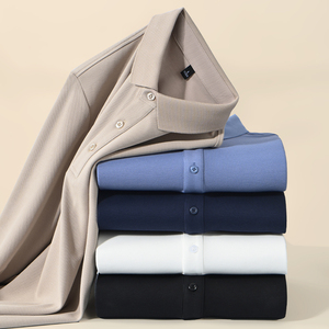 Custom logo Quality Vintage Long Sleeve Shirt Knitted Polo Shirts Us Sizes Button up Pique Cotton Polo Shirts