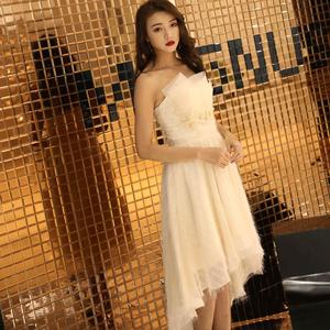 Evening Gown One-Shoulder A-Line Empire Waist Long Champagne White Pink Gray Black Wine Red Asymmetric 3D Patterns Party - Product Image 3