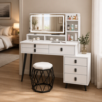 Nouvelle conception, miroir de bureau LED de 80 cm et 100 cm avec certificat CE, table de maquillage avec tiroir de rangement à six compartiments