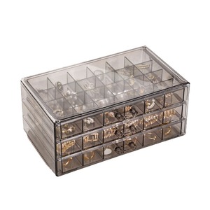 Bán buôn <span class=keywords><strong>3</strong></span> lớp nhựa Stackable rõ ràng Bông tai lưu trữ hộp trang điểm lưu trữ đồ trang sức tổ chức hộp - Product Image 5
