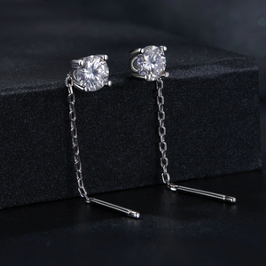 Factory <strong>Wholesale</strong> Classic Design Fashion Jewelry Sparkling Earrings Long Tassels 925 Sterling Silver Ladies Moissanite Earrings - Product Image 3