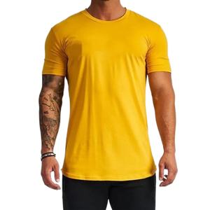Breathable Cotton Gym Tees for <b>Men</b> <b>Curved</b> <b>Hem</b> Slim Fit Sportswear Street Style Custom Plain Print <b>T</b>-<b>Shirt</b> Blank Design - Product Image 2