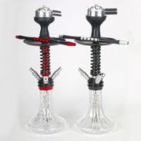 Chicha arabe en céramique noire à trois têtes 55x32cm avec technique miroir