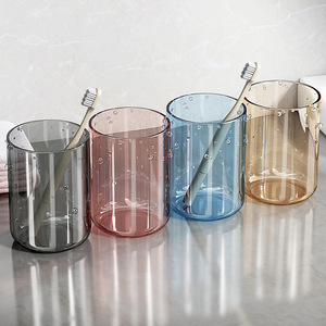 Toothbrush Cup Plastic Transparent Storage Cup For Bathroom <b>Toothpaste</b> Holder Single Size 3 3 9in - Product Image 2