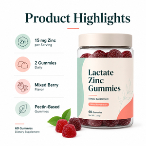 Gomitas de Lactato de Zinc Premium, Suplemento Vitamínico de Belleza, Apoyo al Metabolismo, Inmunidad y Salud Cerebral, 2 por Día, Botella de 60 Unidades, OEM/ODM 2 - Product Image 2