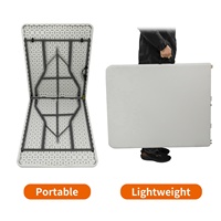 Table Pliante d'Extérieur 180 cm en Plastique HDPE Blanc, Facile à Nettoyer, Transportable, pour Événements et Réceptions