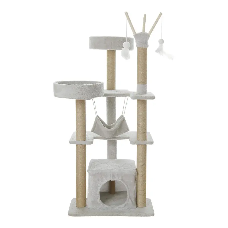 New Design Grey Cat Scratch Tree Customized Cat Tower Tree Luxury Large Cat Tree House Tower