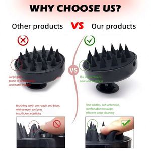 Manual Hair Scalp Massager Round Silicone Head Shampoo <b>Brush</b> with Non-Static ABS Handle Soft and Gentle for Massage - Product Image 3