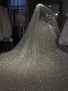 क्वीन्सटाउन फैंसी दुल्हन लक्जरी ग्लिटर ब्राइडल विल्स एक परत लंबी निशान हाथी की एक परत लंबी निशान वाली महिला - Product Image 2