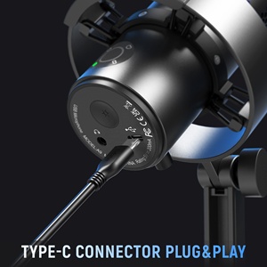 Fifine A9 Micrófono de escritorio profesional Tipo-C Micrófono con cable Condensador RGB Micrófono para juegos para Podcast <span class=keywords><strong>y</strong></span> Youtube - Product Image 2