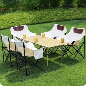 Juego de mesa y sillas plegables para exteriores, mesa para rollos de pollo, mesa para barbacoa y camping al aire libre, silla tipo luna, mesa y silla portátiles - Product Image 5