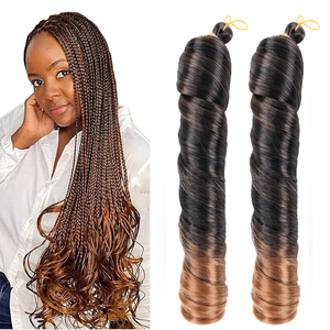 Caldo francese riccio baride capelli 24 pollici arricciatura a spirale rimbalzante del corpo onda intrecciata capelli sciolti trecce per capelli per le donne - Product Image 1
