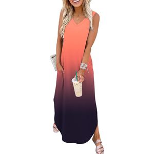 Vestido Maxi de Verano FOXA con Cuello en V, Corte Holgado, con Bolsillos, Vestido de Playa para Vacaciones, Tejido Transpirable - Product Image 1