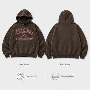 Felpa con Cappuccio da Uomo a Maniche Lunghe, Girocollo, in Cotone Pesante Stampato, Vestibilità Ampia, Casual per il Weekend e l'Estate - Product Image 3