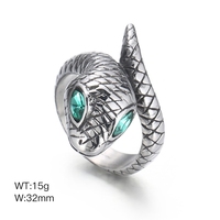 Cincin Unisex Stainless Steel Vintage Grosir, Cincin Jari Kepala Ular Ganda Geometris, Perhiasan Cantik, Hadiah