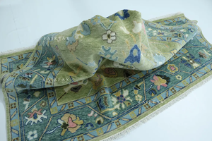 Tapis Oushak en laine vert olive fait main de haute qualité : style turc moderne oriental - Product Image 5