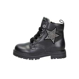 Bottes de combat Balducci pour filles, noires, avec détails étoiles, à lacets, hauteur cheville - Product Image 1