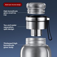 Bouteille en verre borosilicate à double paroi de grande capacité personnalisée, sans BPA, de qualité alimentaire, pour l'eau, les voyages en plein air, 1000 ml, avec filtre à thé