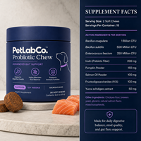 Probiotiques pour chiens sous marque privée – Friandises à mâcher molles pour le soutien de la flore intestinale avec fibres prébiotiques, huile de citrouille et de saumon