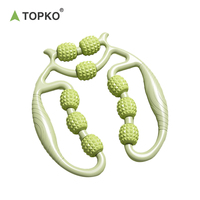 TOPKO Promotion : Rouleau de massage musculaire à 9 roues pour jambes, cou, mains, bras – Relaxation, sport, yoga, exercice