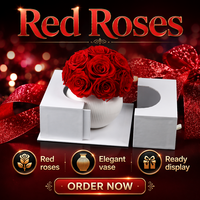 Heimdekoration Geschenk Kuppel Blumenarrangement Unsterbliche Ewige Rose Konservierte Blume in Geschenkbox
