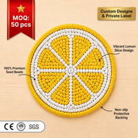 Sous-verre personnalisé en forme de citron à perles, fait main, perles de rocaille en verre, décoration bohème estivale, cadeau, vente en gros
