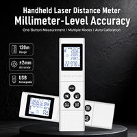 Télémètre laser portable 120M rechargeable par USB ±2mm IP54 avec diffusion vocale et écran LCD rétroéclairé pour la construction
