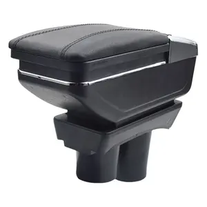 Vtear pour <span class=keywords><strong>Peugeot</strong></span> <span class=keywords><strong>301</strong></span> Accoudoir en cuir avec boîte de rangement centrale, surpiqûres rouges, accessoires intérieurs de voiture en ABS, 12-16 - Product Image 1