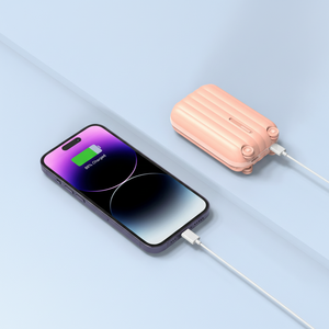 10000mAh Luggage-Style Power Bank with Dual Built-in <b>Cables</b> | <b>Type</b>-<b>C</b> | Fast Charging Portable <b>Charger</b> - Product Image 1