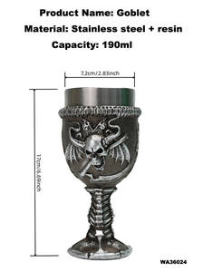 Inicio Bar Fiesta Nuevo Medieval 3D <span class=keywords><strong>Muerte</strong></span> Calavera Escultura Gafas Acero inoxidable Macabro Halloween Esqueletos Forma Copa - Product Image 2