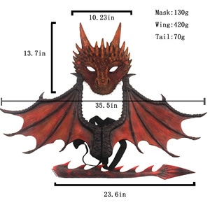 DAMAI Wholesale Hot Selling Handmade 1 Color Halloween Party Decoration Costume Set CosplayMask Wings Tail PU <b>Foam</b> Full Face - Product Image 6
