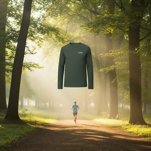 T-shirt de sport pour homme à manches longues, respirant, à séchage rapide, coupe ajustée, en spandex et polyester, écologique, col rond, haut d'entraînement, logo personnalisé - Product Image 2