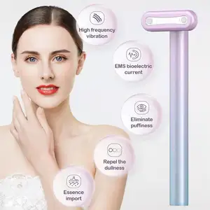 360 derece rotasyon 4-in-1 EMS titreşim cilt bakımı değnek kırmızı ışık tedavisi sıcak göz masajı anti-aging kırışıklık kaldırmak