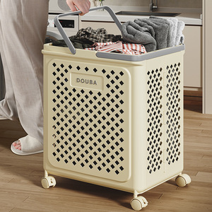 Cesta de ropa sucia plegable para baño doméstico, cesta de almacenamiento de gran capacidad con ruedas móviles para carga y transporte - Product Image 5