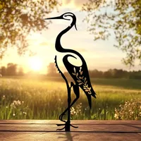 Silhouette de héron en fer forgé pour jardin, sculpture d'oiseau en métal de 118 pouces pour clôture, pot, cadeau de Thanksgiving, de Noël