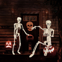 Squelette réaliste d'articulations mobiles de 15,7 pouces, squelette effrayant en plastique d'Halloween, décorations d'Halloween squelette