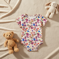 Pakaian Bayi Musim Panas Grosir, Cetak Kustom, Romper Bayi Berkualitas Tinggi, Kain Sutra Susu Lucu, Desain Kancing, Baju Bayi OEKO-TEX