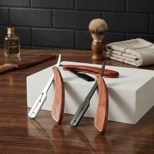 MORGANS INDUSTRIES Stainless Steel Handle Straight <b>Razor</b> with Single Stainless Steel Blade for <b>Men</b>-Barber Shop & Outdoor Use - Product Image 1