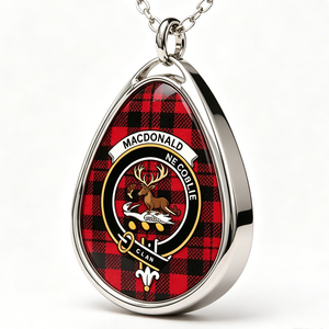 Colgante con el Escudo del Clan MacDonald, Chapado en Plata, Acero Inoxidable, Forma de Lágrima, Diseño Tartán Tradicional, Amuleto de Recuerdo - Product Image 3