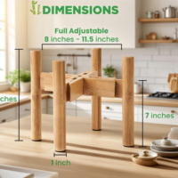 Support de rangement multifonctionnel en bambou de style américain pour distributeur de boissons Bol pour animaux de compagnie Support pour pots de fleurs