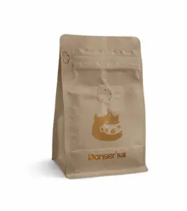 250g Kraft Coffee Bag Factory Recycle Custom Flat Bottom Moisture Proof Stand Up Food Packaging Craft Paper Bags With Valve