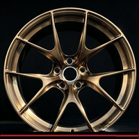 Rines JG Monoblock de 5 radios con diseño en V, forjados en bronce cepillado, de aleación premium para vehículos de alto rendimiento y lujo, para autos deportivos.