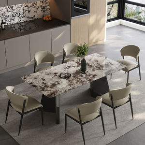 Meubles de salle à manger de luxe pour la maison <span class=keywords><strong>Table</strong></span> de salle à manger <span class=keywords><strong>rectangulaire</strong></span> moderne pour 6 <span class=keywords><strong>personnes</strong></span> <span class=keywords><strong>Table</strong></span> de dîner en marbre au design de luxe avec chaise - Product Image 5