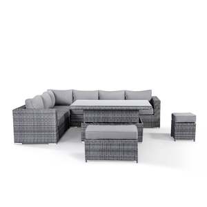 AJUNION Wicker <strong>Rattan</strong> Garden <strong>Set</strong> Sectional Garden Furniture Corner Outdoor <strong>Dining</strong> Sofa <strong>Set</strong> With Rising Table - Product Image 2