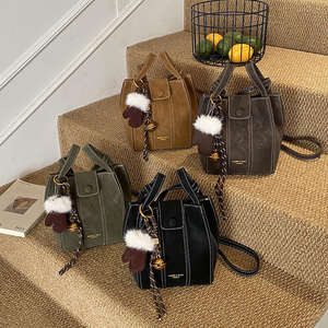 Bolso de mano para mujer de gran capacidad, estilo retro y alta calidad, bolso tipo cubo a la moda para mujer - Product Image 1