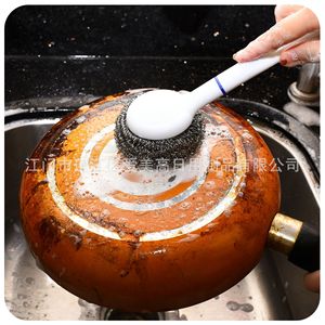 Steel Wool Scouring Pad With Handle Stainless Steel Non Shedding Kitchen Cleaning <b>Brush</b> For Dishes Pots Extra Large Size - Product Image 5